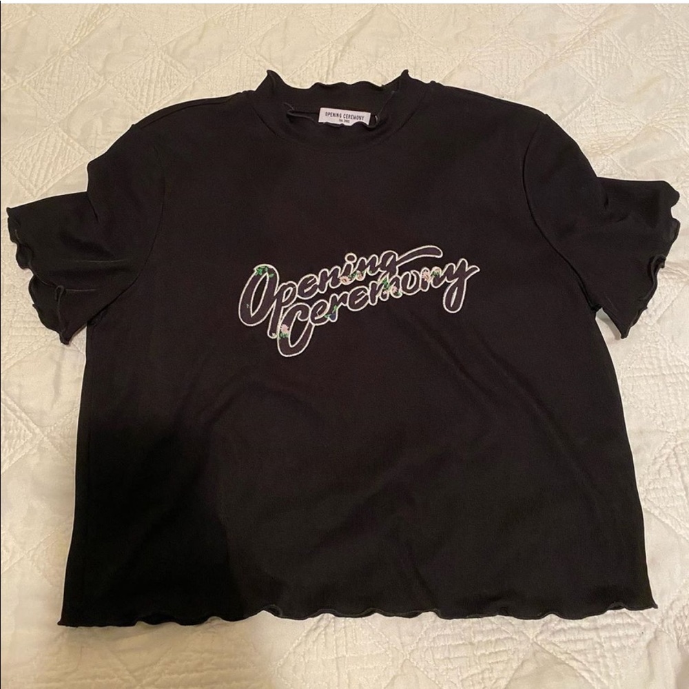 Mesh opening ceremonies crop top